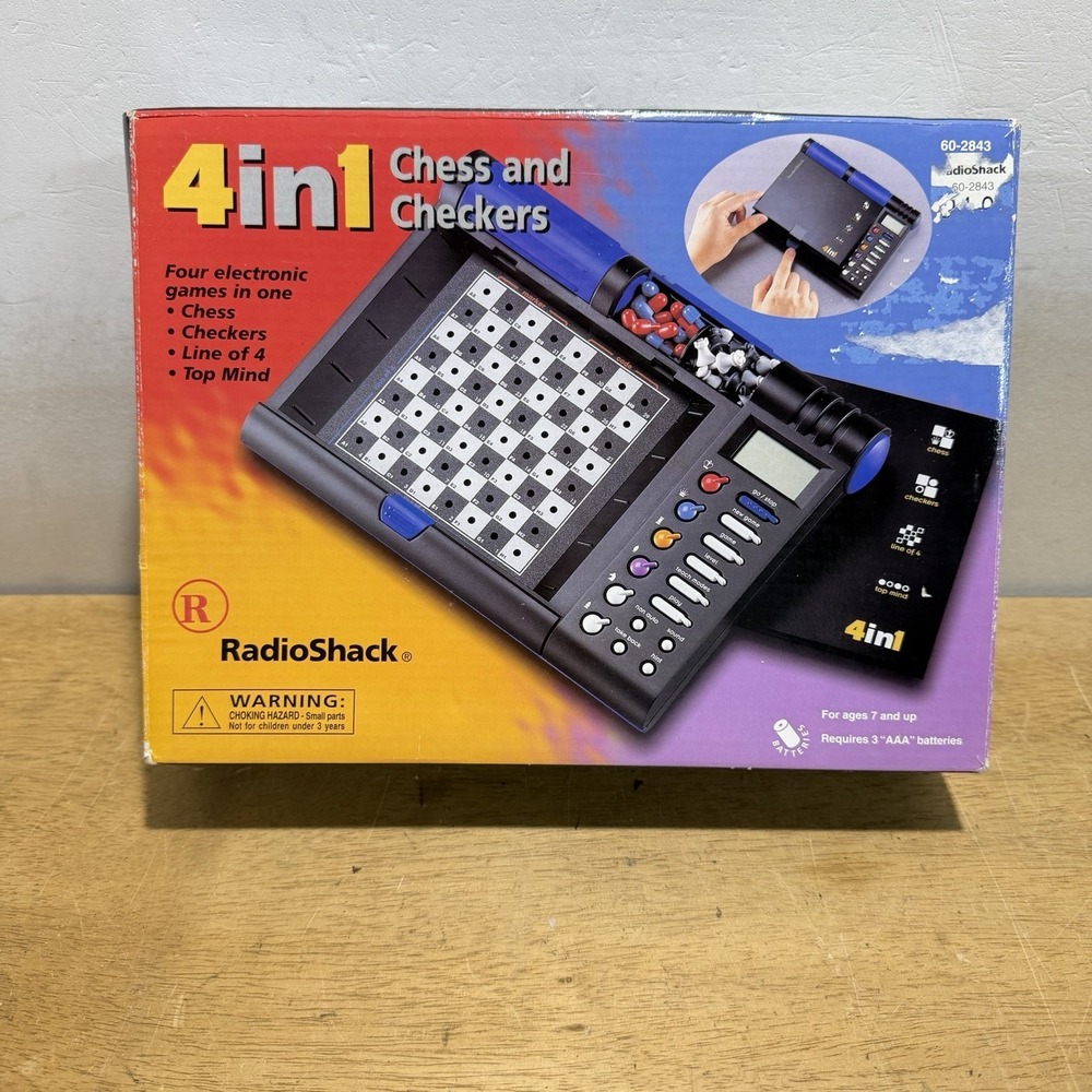 Radio Shack 4-in-1 Chess Checkers Electronic Games 60-2843 Vintage New
